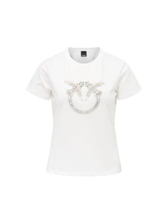 PINKO T-SHIRT LOGO LOVE BIRDS DECORATO