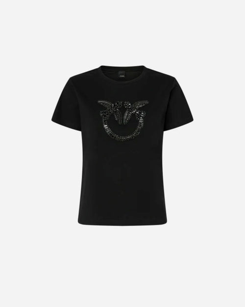 PINKO T-SHIRT LOGO LOVE BIRDS DECORATO
