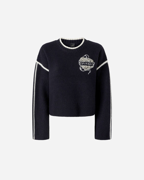 PINKO MAGLIONE GIROCOLLO CON RICAMI GIOIELLO