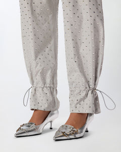 PINKO PANTALONI CON STRASS E BORCHIE
