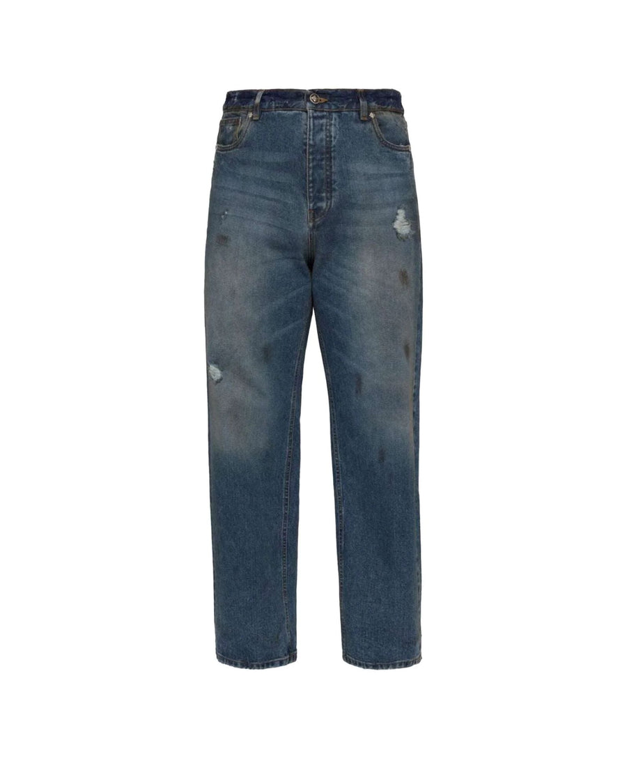 RICHMOND SPORT JEANS STRAIGHT FIT CON ROTTURE E LAVAGGIO EFFETTO VINTAGE