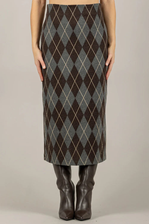 TENSIONE IN GONNA MIDI CON ROMBI