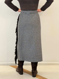 TENSIONE IN GONNA PORTAFOGLIO QUADRETTI CON FRANGE