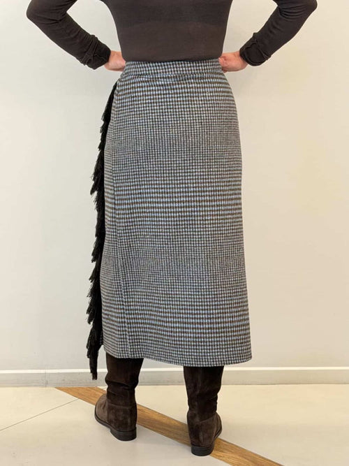 TENSIONE IN GONNA PORTAFOGLIO QUADRETTI CON FRANGE