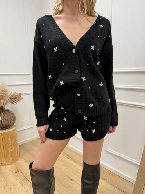 VICOLO SHORTS IN MAGLIA CON GIOIELLI APPLICATI