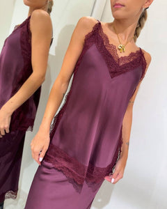 VICOLO TOP IN SATIN PROFILI PIZZO