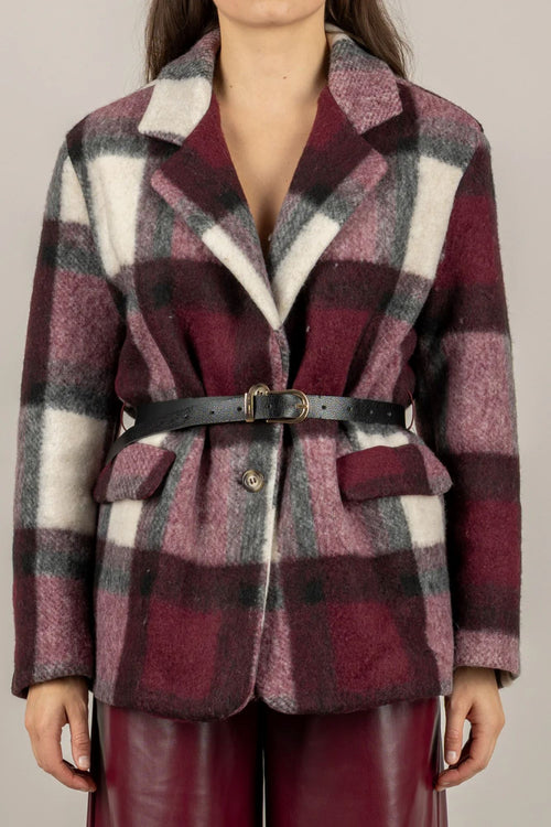 VICOLO GIACCA CAPPOTTO QUADRI CON CINTURA