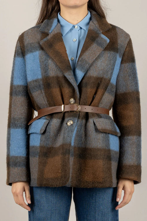 VICOLO GIACCA CAPPOTTO QUADRI CON CINTURA