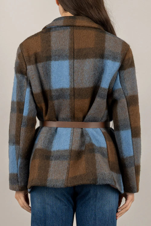 VICOLO GIACCA CAPPOTTO QUADRI CON CINTURA