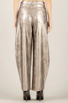 VICOLO PANTALONE BARREL ECOPELLE LAMINATO