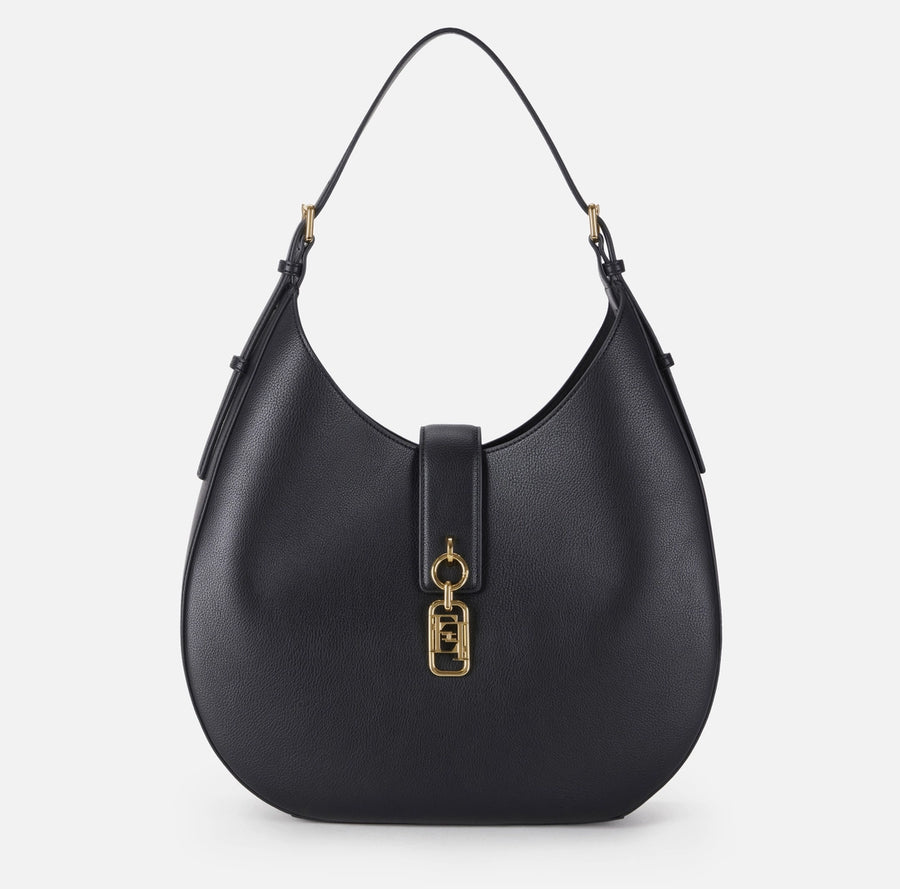 Elisabetta Franchi Borsa Ecopelle nero logo oro come chiusurape26