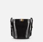Elisabetta Franchi Borsa Secchiello nera Logo metallo e vernice PE26
