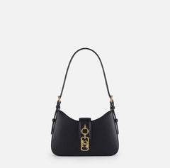Elisabetta Franchi Borsa Ecopelle nera piccola a spalla logo EF oro PE26