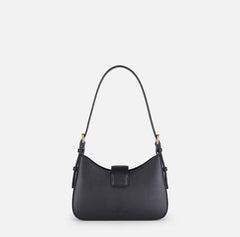 Elisabetta Franchi Borsa Ecopelle nera piccola a spalla logo EF oro PE26