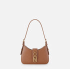 Elisabetta Franchi Borsa Ecopelle cuoio piccola a spalla logo EF oro PE26