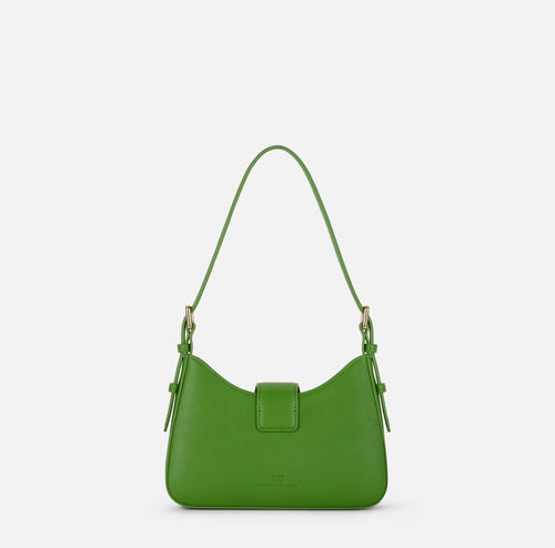 Elisabetta Franchi Borsa Ecopelle verde Aloe piccola a spalla logo EF oro PE26