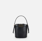 Elisabetta Franchi Borsa Secchiello Nero Logo in metallo Tracolla oro