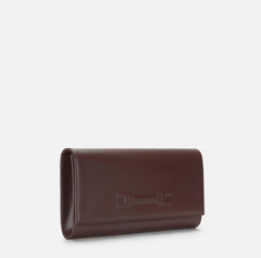 Elisabetta Franchi Borsa a mano in vera pelle color cacao logo inciso PE26