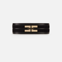 Elisabetta Franchi cintura Ecopelle nera logo EF oro PE26