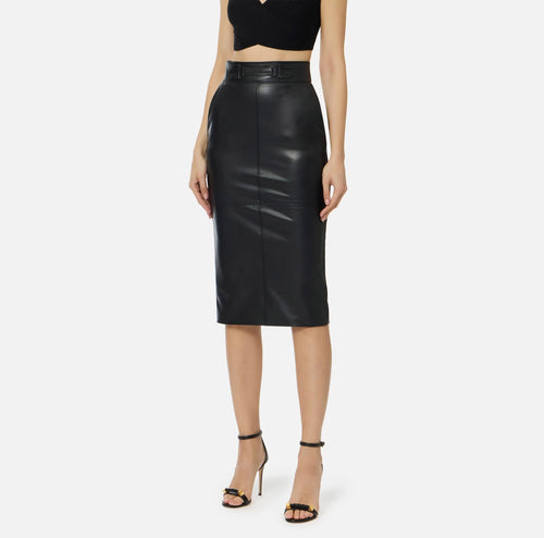 Elisabetta Franchi Gonna Nappa con Logo in rilievo PE26