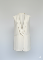Vicolo – Gilet Lungo Donna Burro Monopetto con Revers a Lancia | PE26