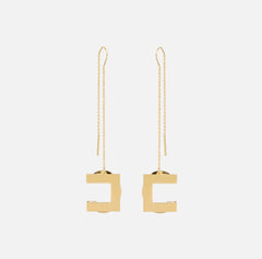 Elisabetta Franchi Orecchini pendenti oro con logo PE26