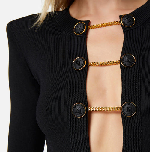 ELISABETTA FRANCHI BODY CON BOTTONI IN VISCOSA NERO