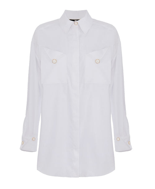 CAMICIA BIANCO CON DETTAGLI LOGATI ELISABETTA FRANCHI