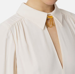 CAMICIA BURRO IN GEORGETTE CON ACCESSORIO AL COLLO ELISABETTA FRANCHI