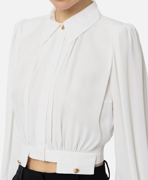 ELISABETTA FRANCHI CAMICIA CROPPED IN GEORGETTE AVORIO