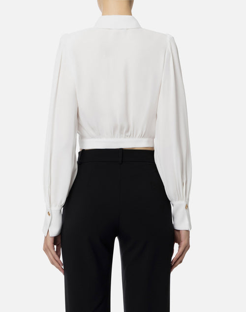 ELISABETTA FRANCHI CAMICIA CROPPED IN GEORGETTE AVORIO