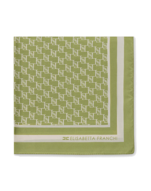 ELISABETTA FRANCHI FOULARD MEDIO CON LOGO ALL OVER PISTACCHIO