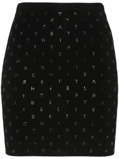 ELISABETTA FRANCHI GONNA IN MAGLIA CON LOGO LETTERING NERO