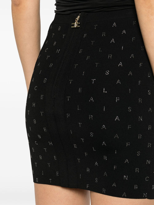 ELISABETTA FRANCHI GONNA IN MAGLIA CON LOGO LETTERING NERO