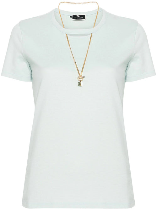 ELISABETTA FRANCHI T-SHIRT CON COLLANA LOGATA ACQUA