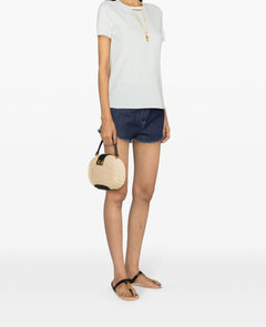 ELISABETTA FRANCHI T-SHIRT CON COLLANA LOGATA ACQUA