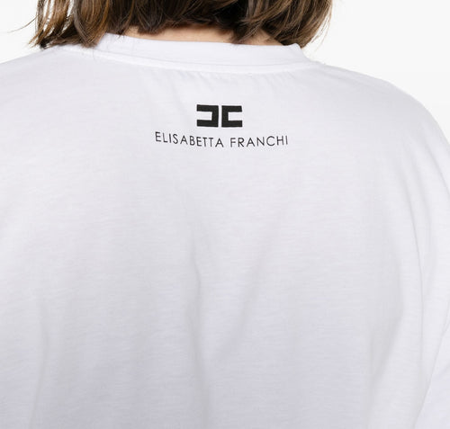 ELISABETTA FRANCHI T-SHIRT CON STAMPA GESSO