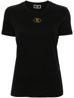 ELISABETTA FRANCHI T-SHIRT CON PLACCA LOGO NERO