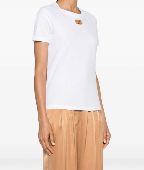 ELISABETTA FRANCHI T-SHIRT CON PLACCA LOGO GESSO