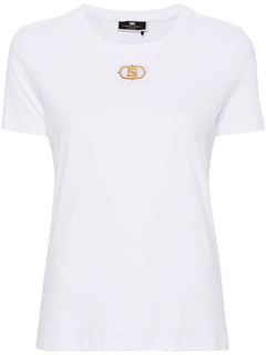 ELISABETTA FRANCHI T-SHIRT CON PLACCA LOGO GESSO