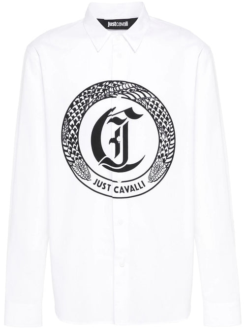 JUST CAVALLI CAMICIA BIANCO CON STAMPA LOGATA