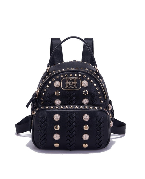 LA CARRIE BAG ZAINO CON BORCHIE E STRASS NERO