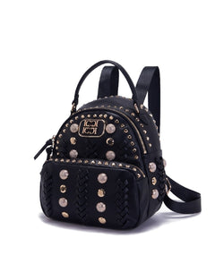 LA CARRIE BAG ZAINO CON BORCHIE E STRASS NERO