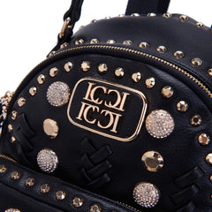 LA CARRIE BAG ZAINO CON BORCHIE E STRASS NERO