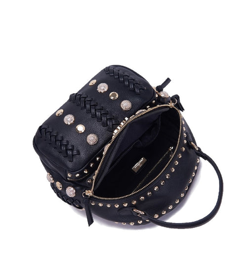 LA CARRIE BAG ZAINO CON BORCHIE E STRASS NERO