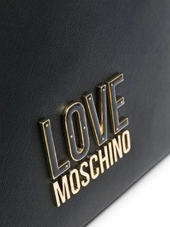 BORSA NERO A SPALLA CON FOULARD LOVE MOSCHINO