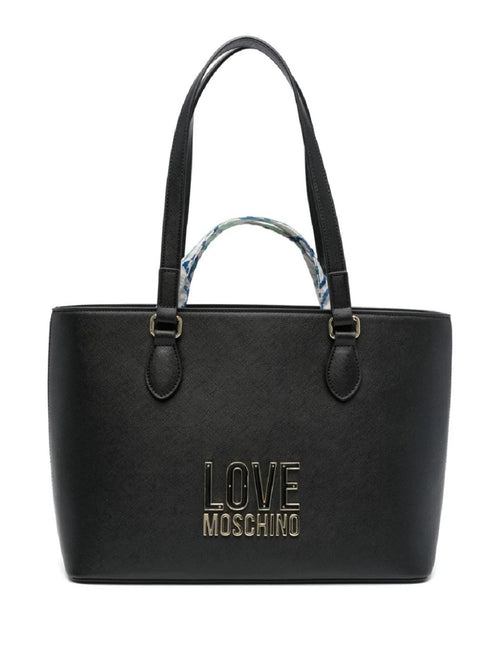 BORSA NERO A SPALLA CON FOULARD LOVE MOSCHINO