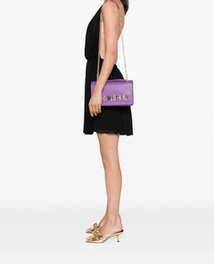 LOVE MOSCHINO BORSA CON LOGO STRASS VIOLA