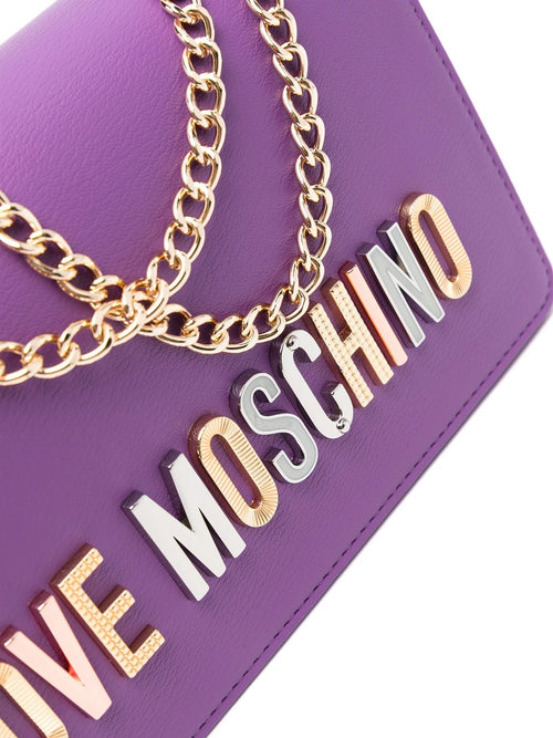 LOVE MOSCHINO BORSA CON LOGO STRASS VIOLA