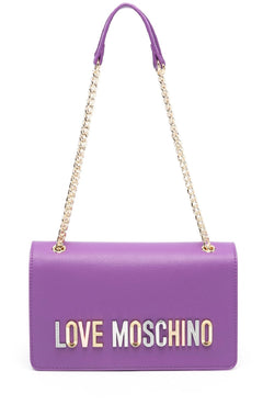 LOVE MOSCHINO BORSA CON LOGO STRASS VIOLA